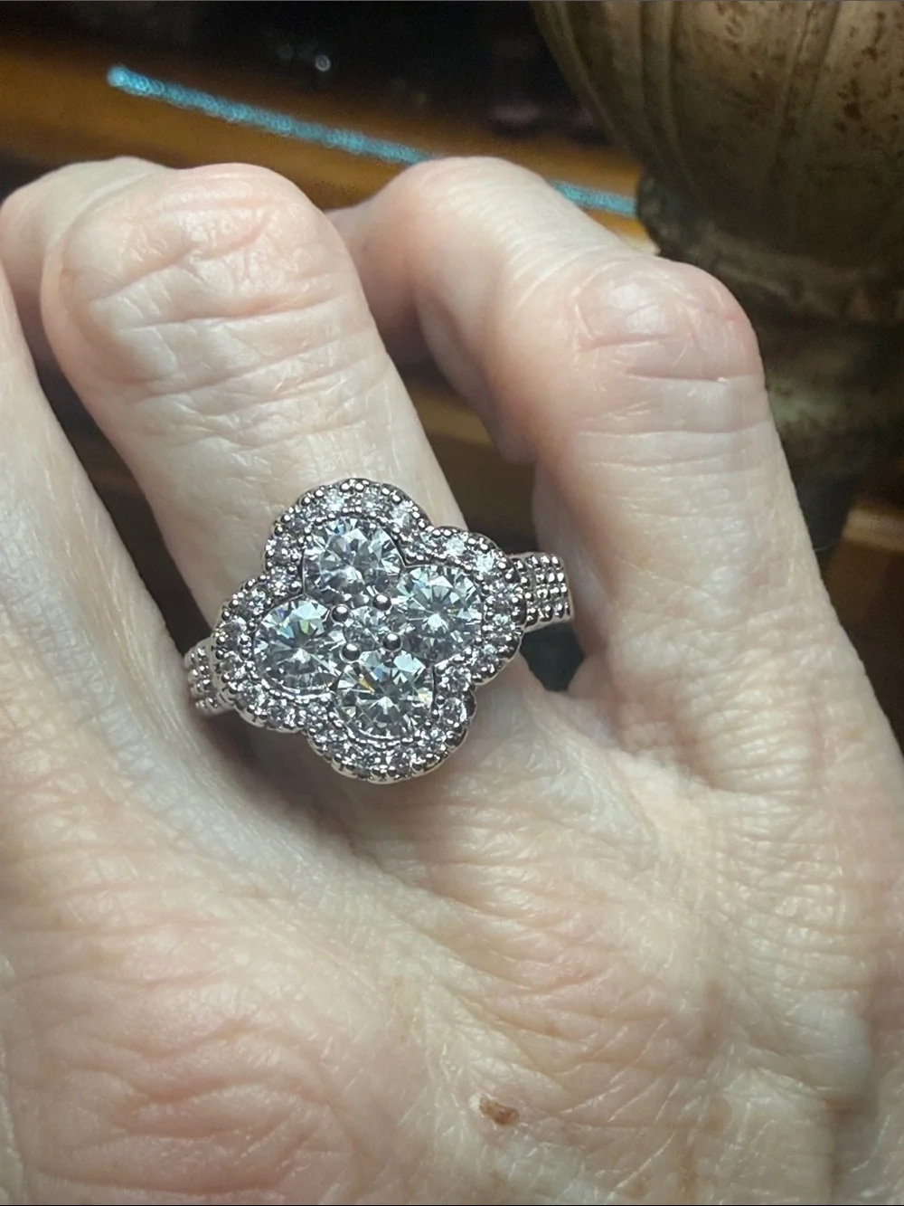 3CT Elegant GRA CERTIFIED MOISSANITE DIAMOND Cluster Flower Ring in Silver